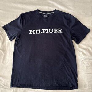 Tommy Hilfiger Navy Tee with White Embroidered Lettering